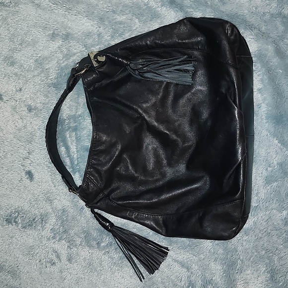 GUESS by Marciano Large black soft Leather Boho Chic Bag purse - Picture 10 of 10